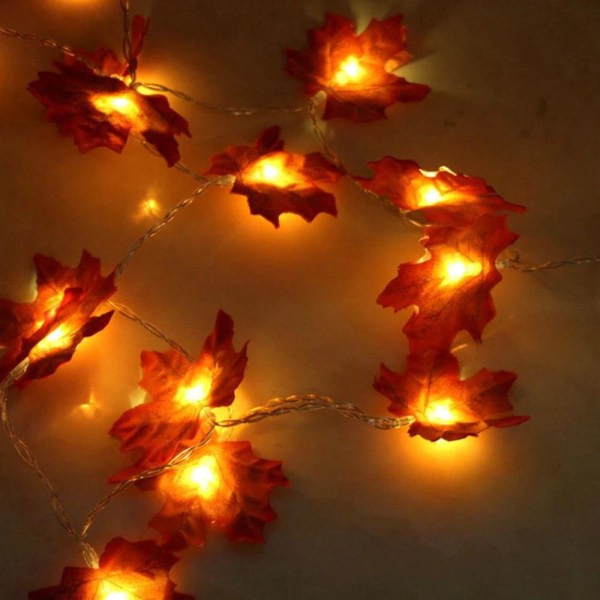 Ljuslystring Höstlöv / LED-lystring - Batteridriven Orange