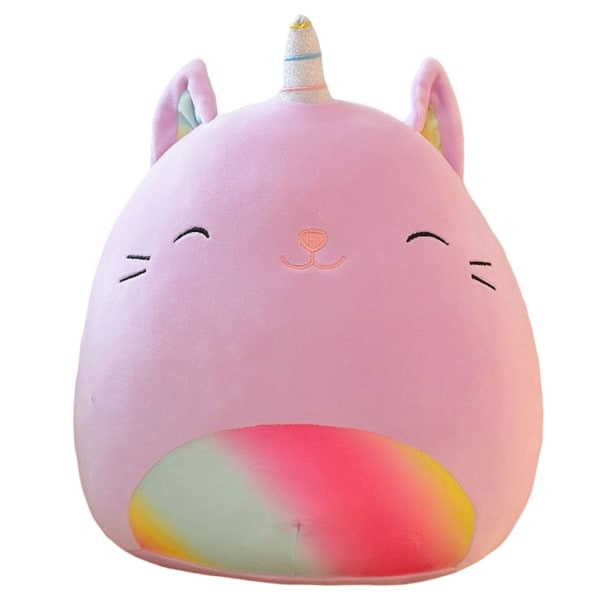 REMAKE 35cm Squishmallows Plussjedyre overraskelsesdukke Kjæledyr Myk Seng Pute for Barn Unicorn - På lager Lilla Katt