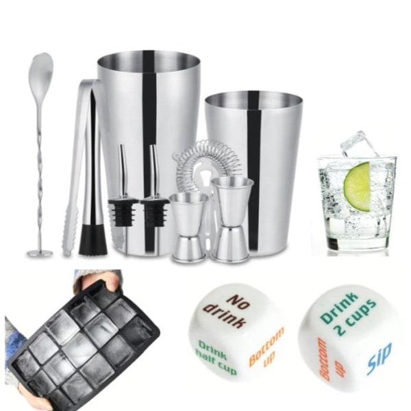13-delt Partykit, Cocktail Set, Bar Set, Partykit - Rustfrit stål flerfarvet