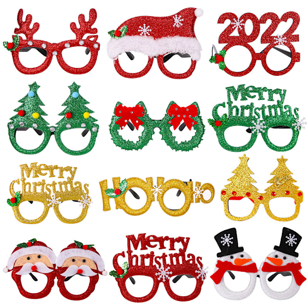 Joulukoristeet Joululahjat Lumimies Sarvet Joulu Lasit Koriste Juhlatarvikkeet Red Santa Claus hat glasses