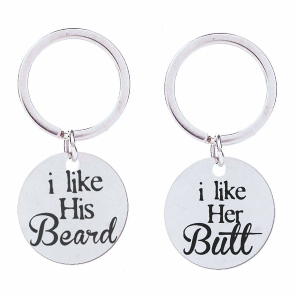 2pcs Couple Keychains - Funny Stainless Steel Gifts for Husband Wife Boyfriend Girlfriend Keychain Lover Christmas Gift Round