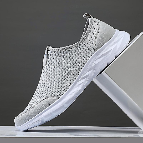 Vulkaniserte Sko Herre Sneakers Pustende Herre Fritidssko Sklisikre Loafers for Menn 2G2036 Lysegrå