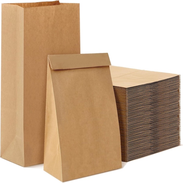 REMAKE Pack of 50 Brown Paper Bags, Small, 9 x 5.5 x 17cm, Kraft Paper Gift Bags, Craft Gift Bags, Advent Calendar