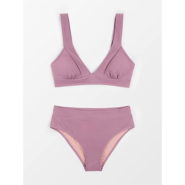 V-hals bikini med brede stropper & høj talje Violet L