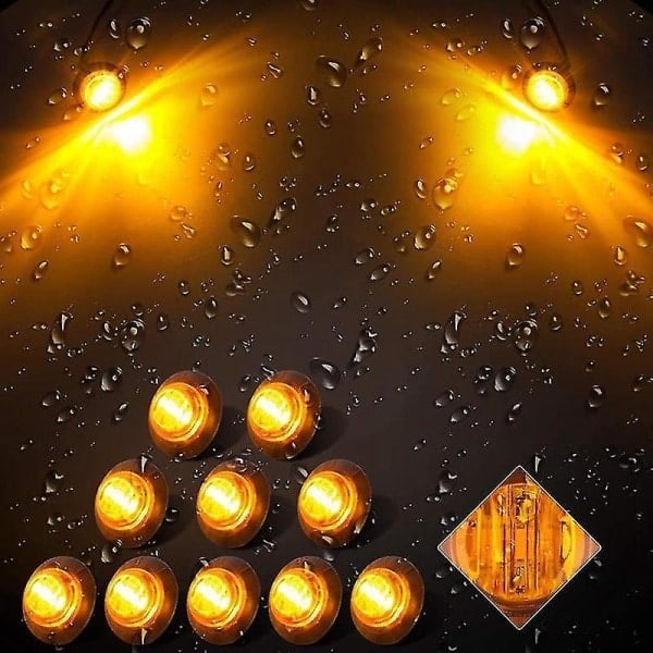 REMAKE Nya 20x 3/4 Tums 3 LED Sidomarkörlampor Trailer Lastbil Blinkers Position Ljus Gul