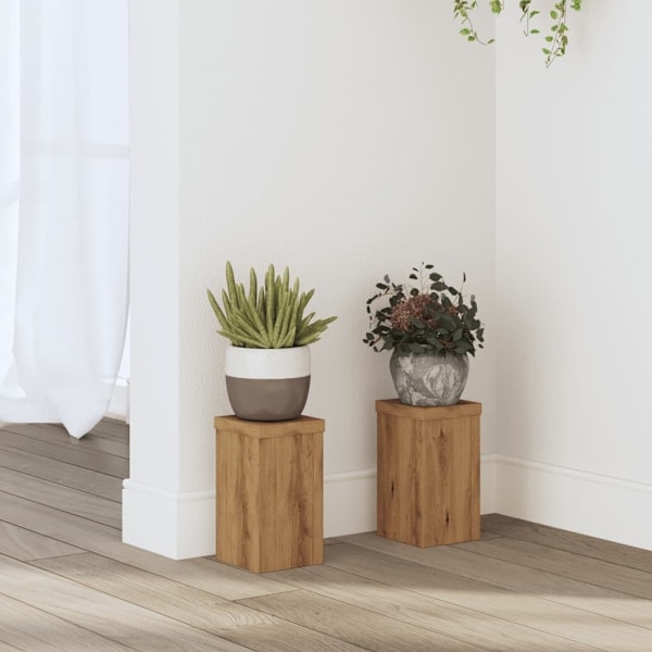 Plant stand 2 oak 10x10x18 cm engineered wood