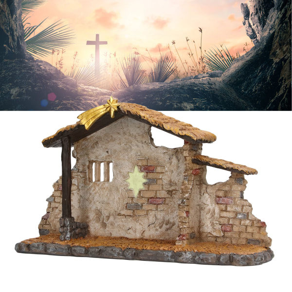 Julekrybbe med vakre detaljer - Statuett for julepynt på skrivebordet, perfekt gave