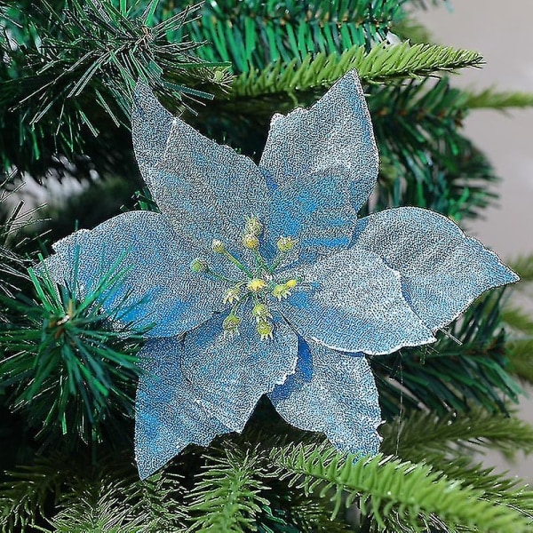 Julstjärnor Juldekorationer Glittrande Julstjärneblommor För Julgransdekorationer (8 st - flerfärgade)