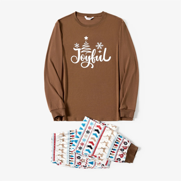 Familjematchande Julpyjamas med Långärmad Tryck (Flamsäker) Khaki Kvinna S