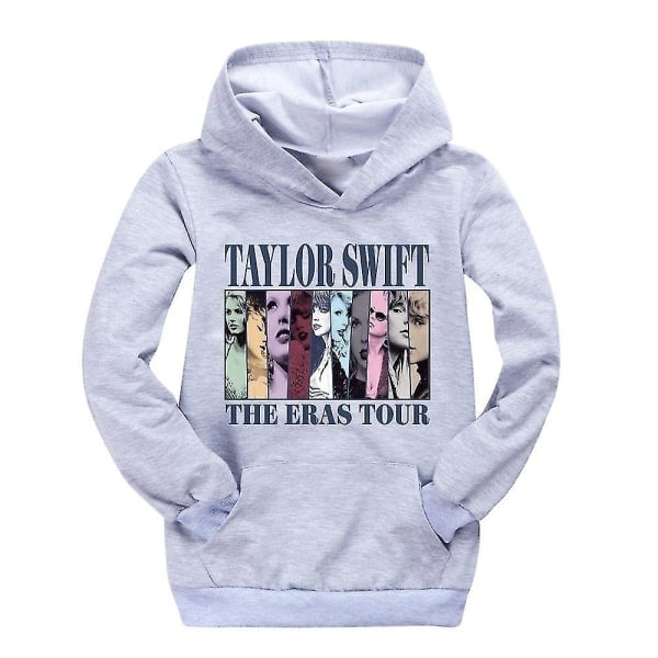 REMAKE Pop Taylor Swift The Eras Tour Hoodie Jenter Gutter Hettemgens Genser Pullover Topper 9-14 Eras Barn Tenåringer Høy Kvalitet 11-12 År Grå