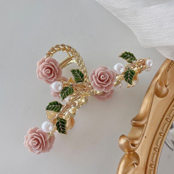 Metalliske lilla rose hårklipp, sklisikre blomsterdekorasjoner for kvinner og jenter, rosa