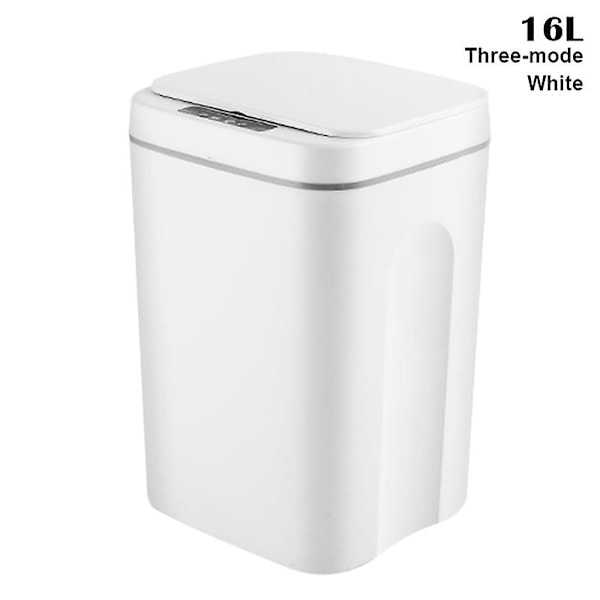 Smart Induktionsstyrd Touch-avfallskorg Självstängande Självbytande Papperskorg Automatisk Locköppning Fö Three-mode White 16L