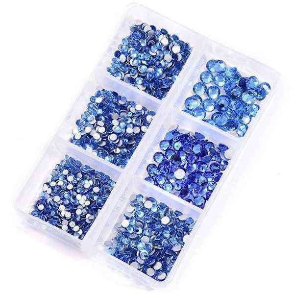 6 st Strass i olika storlekar - Zirkon - Nageldekorationer
