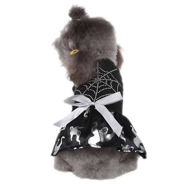 Cobweb-Sæt Spooky Halloween Kæledyrstilbehør Hundeklæder Hexe Kjole Kæledyrsdragt Hundekostume Flarende Kjole Juleaften