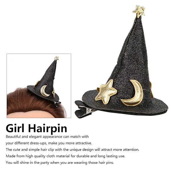 5pcs Mini Witch Hat Hairpins Cute Hair Clips Halloween New Year Christmas Hair Decoration for Kids