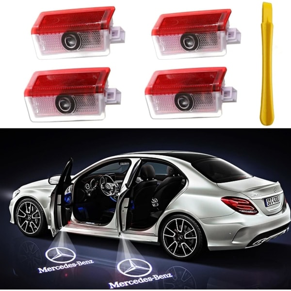 REMAKE 4 stk LED Bil Logo 3D Spøgelses Skygge Lys Opgraderet Velkomst Højtidelighed Projektor til ABCEMG AMG GL GLA GLC GLE GLS Klasse W166 W176 W205 W212