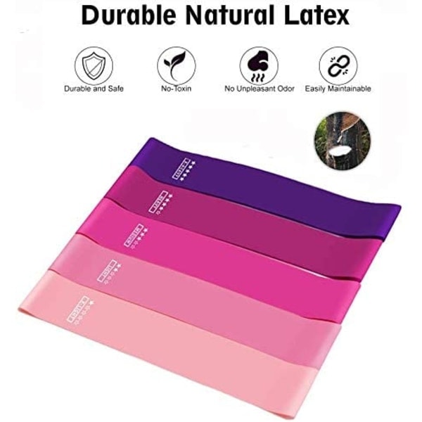 Träningsband för hemmaträning 5-pack Rosa