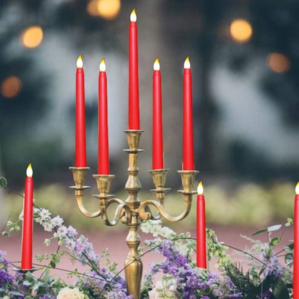 6 stk LED Flammeløse Flimrende Varmt Hvide Spidse Lys med 2 Fjernbetjeninger til Jul Thanksgiving Halloween Hjem Bryllup Dekoration