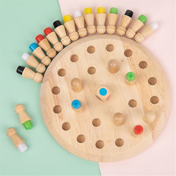 Trä Färg Minne Schack Stick Barn Tändsticks Minnesspel Intelligent Logik Spel Barn Hjärnträning Spel Familj Fest Interaktivt Kul G (YJD)