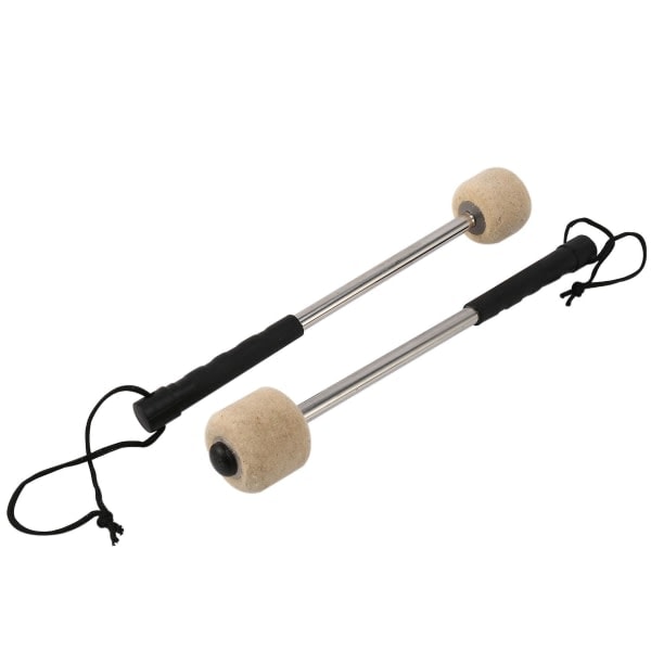 2 pcs Drum mallet felt head Percussion mallets Timpani sticks with handle in stainless steel, white white black