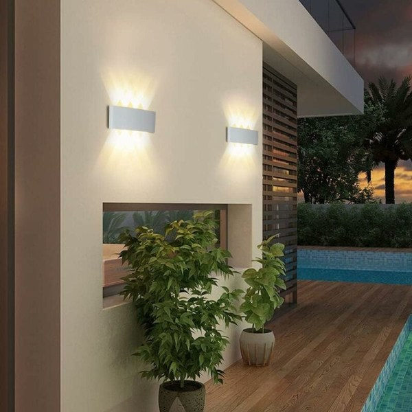 REMAKE 8W LED Vägglampa, 3000K Varmvitt Ljus, IP65 Vattentät Vägglampa, Modern Aluminium LED Armatur, Inomhus och Utomhus Användning Tillgänglig