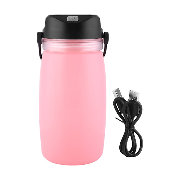 Bärbar Vattenflaska för Utomhusbruk med USB-Solladdning, Campinglampa, Vandring, Luminous Cup (Rosa)