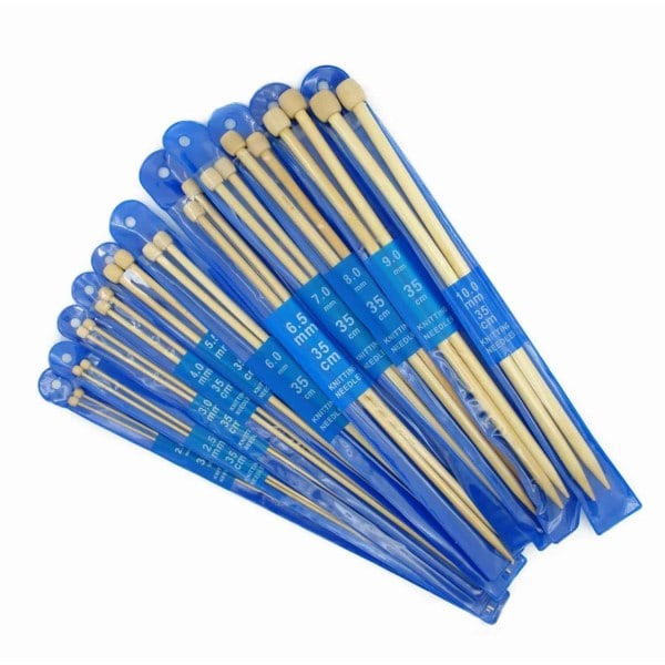 REMAKE N005 - Set med 18 par stickor för tröjor i finaste flerfärgade bambu, en storlek