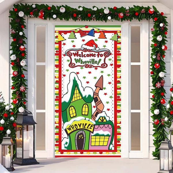 Juldörrram God Jul Grinchmas Font Veranda Skylt Vinter Nyår Jul Jul Hemfest Dekorationer och Tillbehör