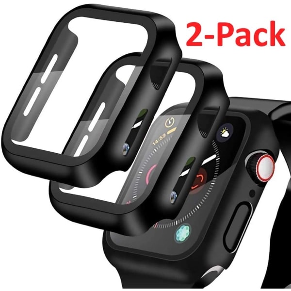 2-pack Full Cover-fodral Härdat Glas Apple Watch 38/40/42/44 mm Svart 41mm