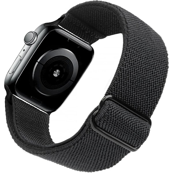 Stretchy Watch Band Compatible with Apple Watch Band 41mm 40mm 38mm Comfortable Adjustable Sport Wristband for Women Men - Black