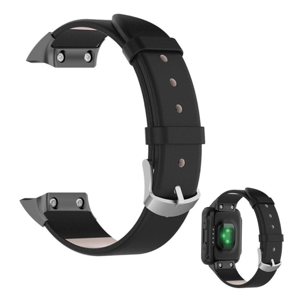 Enkel Læder Urrem til Garmin Ur - Sort Sort