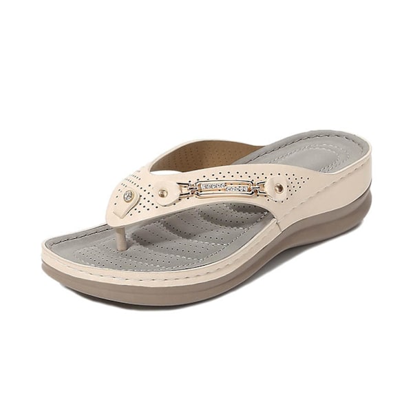 Myke og komfortable flip-flop slippers for kvinner med støtte for fotbuen Aprikos
