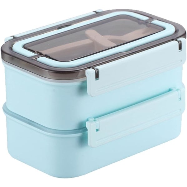 Lunch box with double layers for food preparation