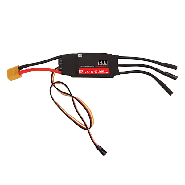 60A RC Brushless Motor ESC 32-bits prosessor Rask respons RC elektrisk hastighetsregulator for RC fastvingede droner