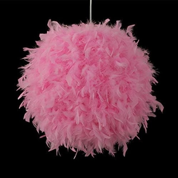 REMAKE Rosa Fjærpendel, Moderne Kule-Lysekrone 30cm, E27 Taklampe Hengelys Dekorasjon, For Stue Soverom Barnerom