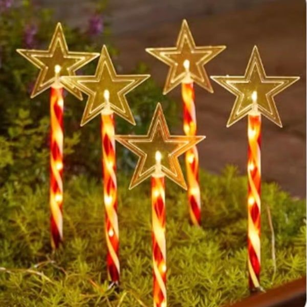 Utomhus Jul Solcellslampor (Set om 5), Jul Solcellsmarklampor för Solcellsjuldekorationer, Stigen & Bakgården