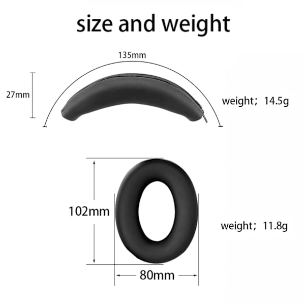 Øreputer, deksler og hodebåndpute for Sony WH-1000XM3/4