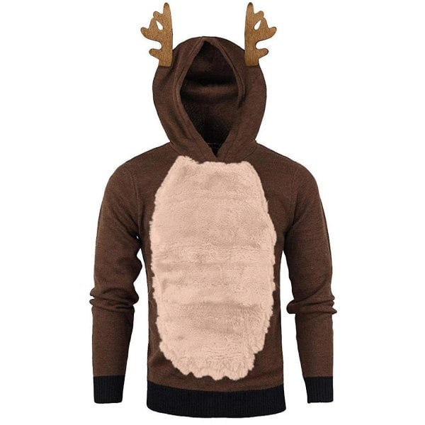 Jul Cosplay Kawaii Huvtröja Herrar Älgöron Rolig Huvad Tröja 2023 Höst Vinter Varm Långärmad Toppar Tröjor Man.XXL.Svart