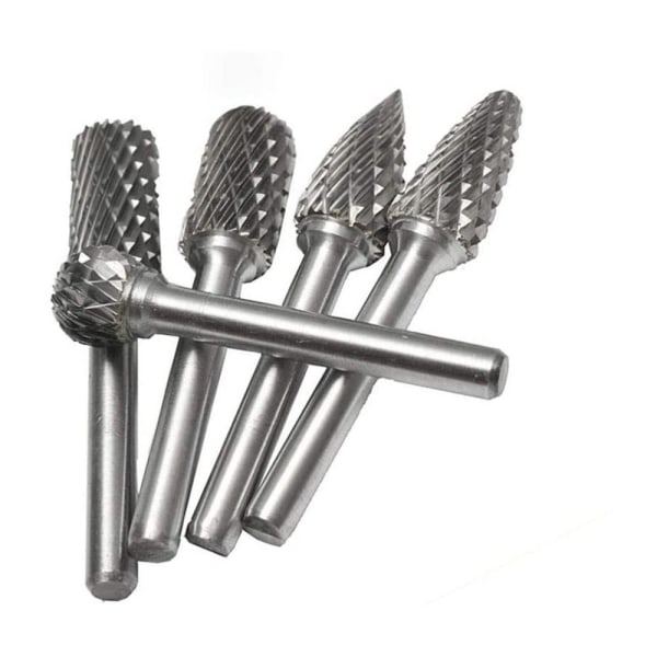 5 st. Karbid-Tungstenfräsar, Dubbelslipad, Rotationsfrässet, Sliphuvud, Metallfräs