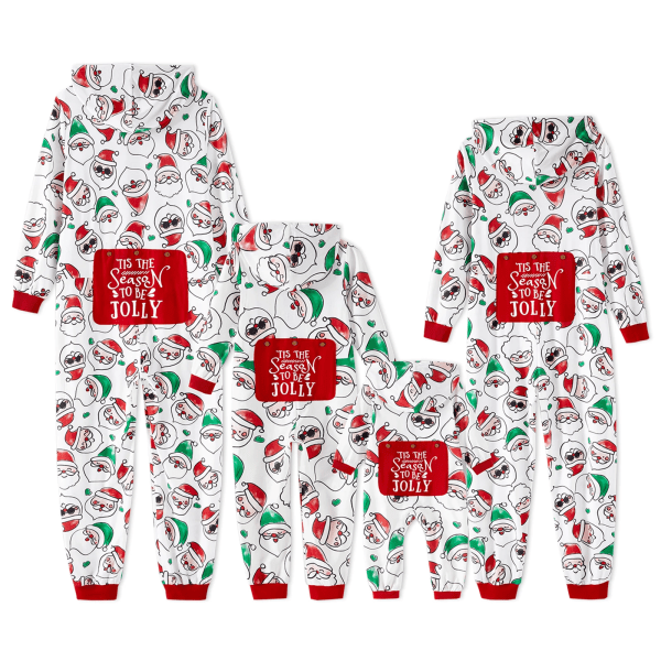 Jouluperheen Matchivat Pitkähihaiset Vetoketjulliset Onesiet Pyjamat (Liekin kestävä) Värilohko Lapset 2 Vuotta
