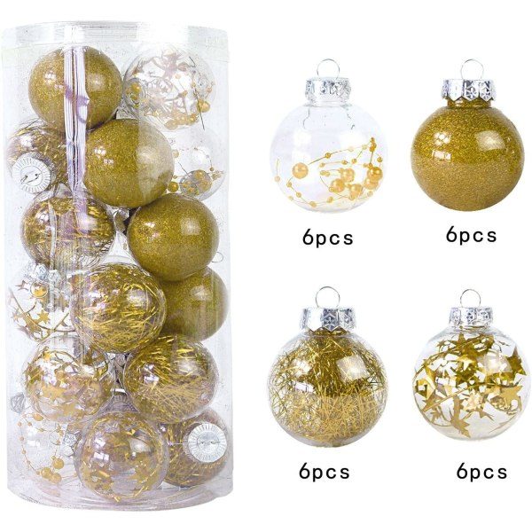 24 st juldekorationer 6 cm/2,36 tum färgad plast transparent