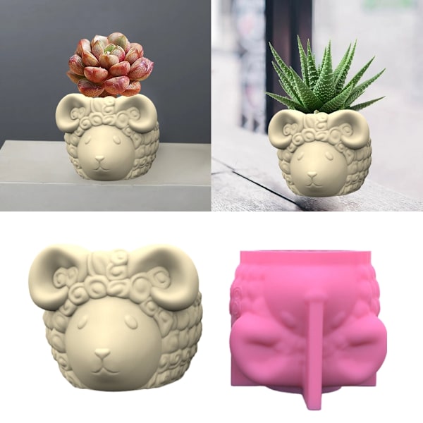 Sauer Dyr Betong Silikonform Sukkulent Blomsterpotte Leire Sementformer DIY Hjem Hage Blomsterpotter Form