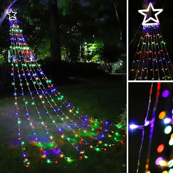 Joulukoriste Ulkokäyttöön Tähti Valojuova, 16.4ft Joulukuusi Valo 198 LED 14\" Valoisa Tähti Jouluun ja Uuteen Vuoteen