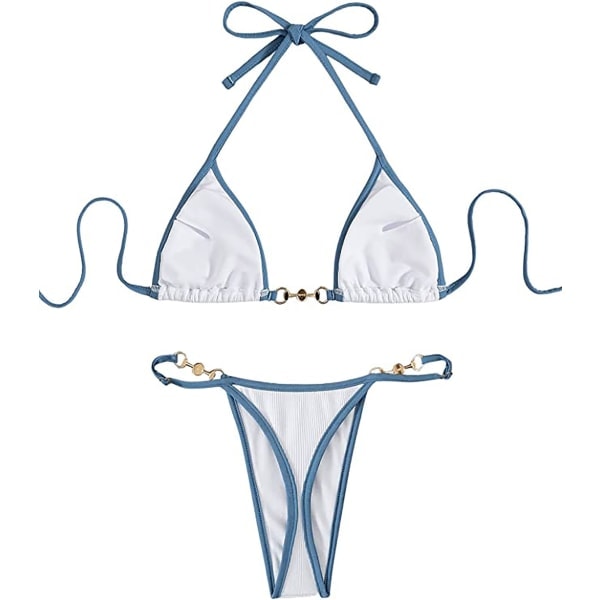 Bikinisett med haltertopp & ringdesign Rosa L