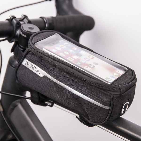 Vandafvisende taske til smartphone til cykelramme - Sort