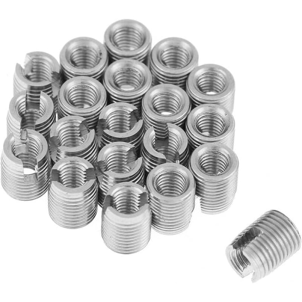 20 stk Selvskjærende Gjengeinnsatser, M3 x 6mm Selvskjærende Sporet Skruegjengeinnsatsmutter for Spiralreparasjons