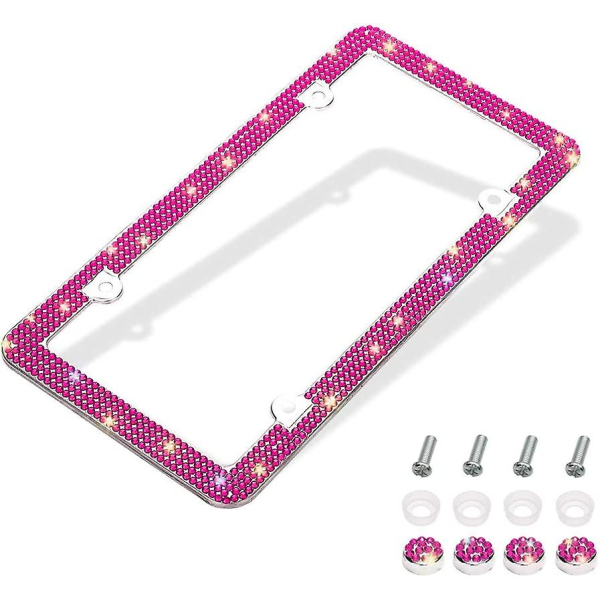REMAKE Bling nummerplade ramme, håndlavet med 4 rækker af skinnende rhinestones