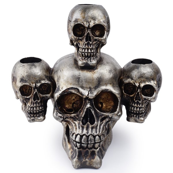 1 st Resin Skalle Huvud Ornament Modell Kreativ Dekorativ Halloween Ljusstake Skelett Ljusstake