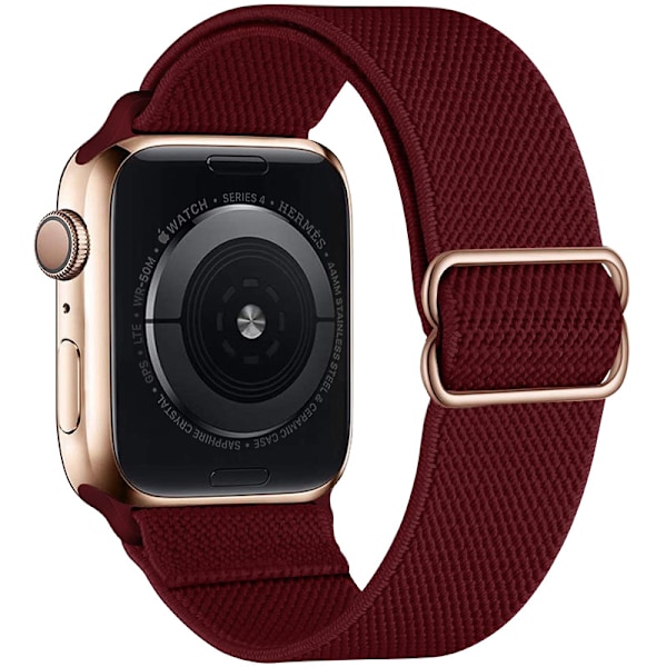 iWatch 7 Ny Elastisk Nylon Justerbar Vävd Apple Armband Vinröd