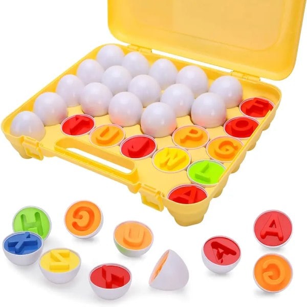 Montessori ABC -löytömuna: 26-osainen interaktiivinen aakkos- ja muodonlajittelija